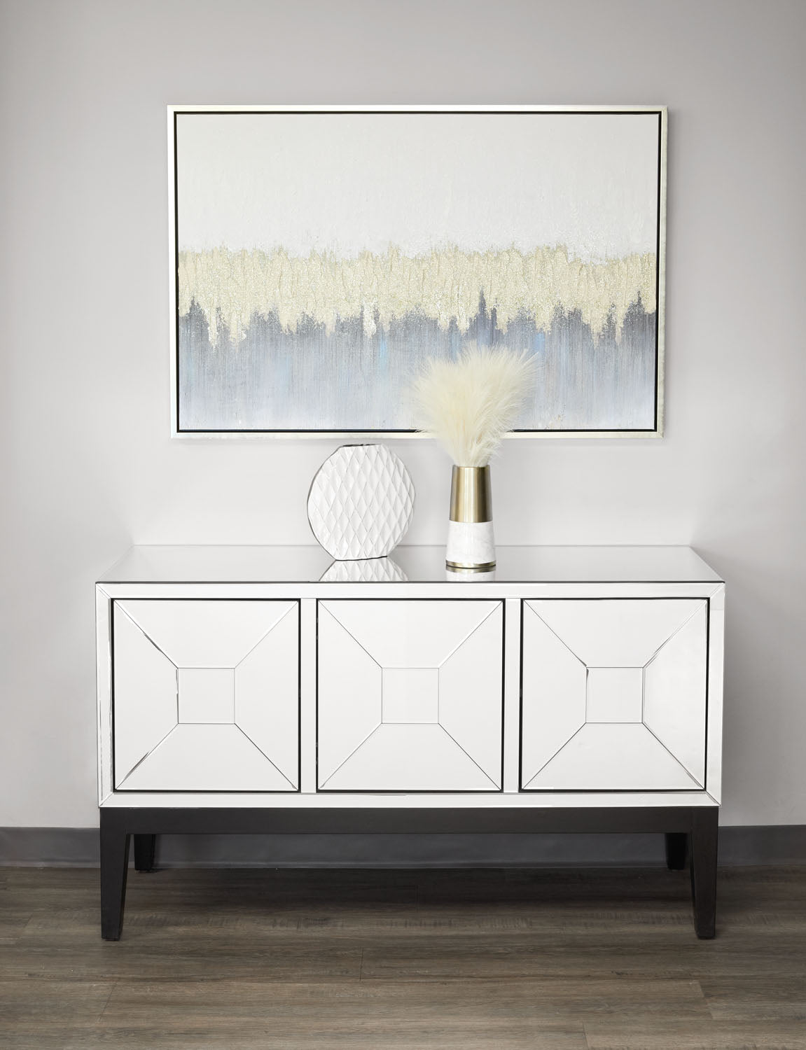 Art mural : blanc, gris et or