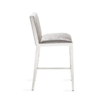 Chaise de comptoir Emario : velours gris