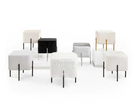 Pouf Kube : Fausse Fourrure Blanche