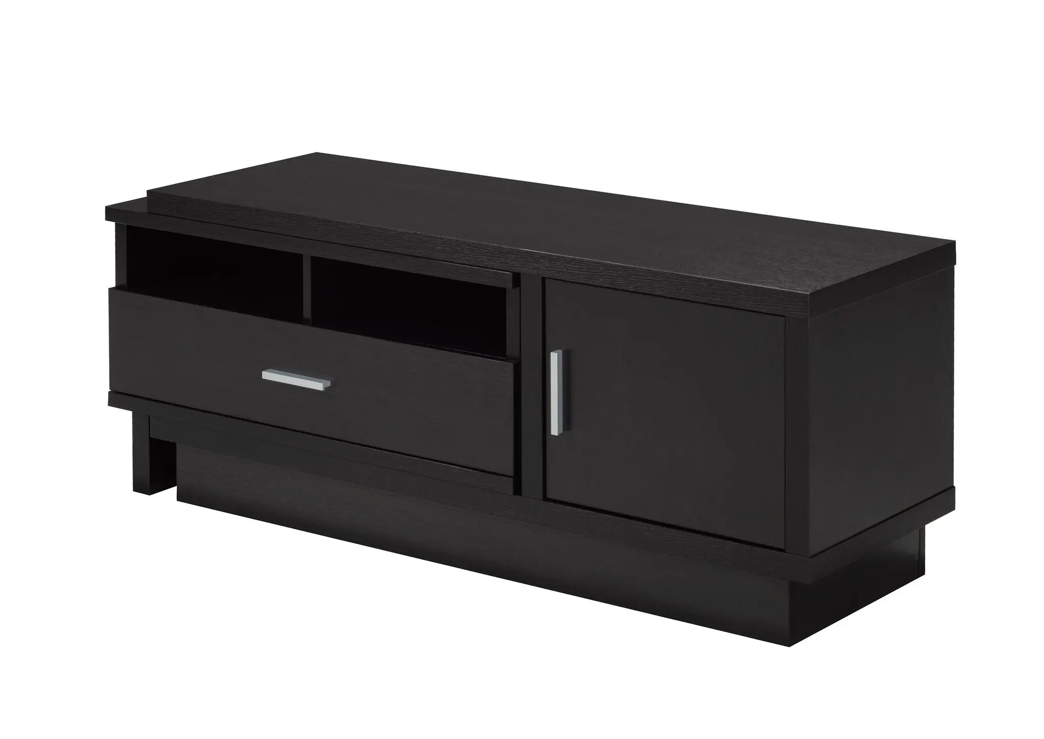 Meuble TV modulable avec rangement | Cerisier foncé et chrome