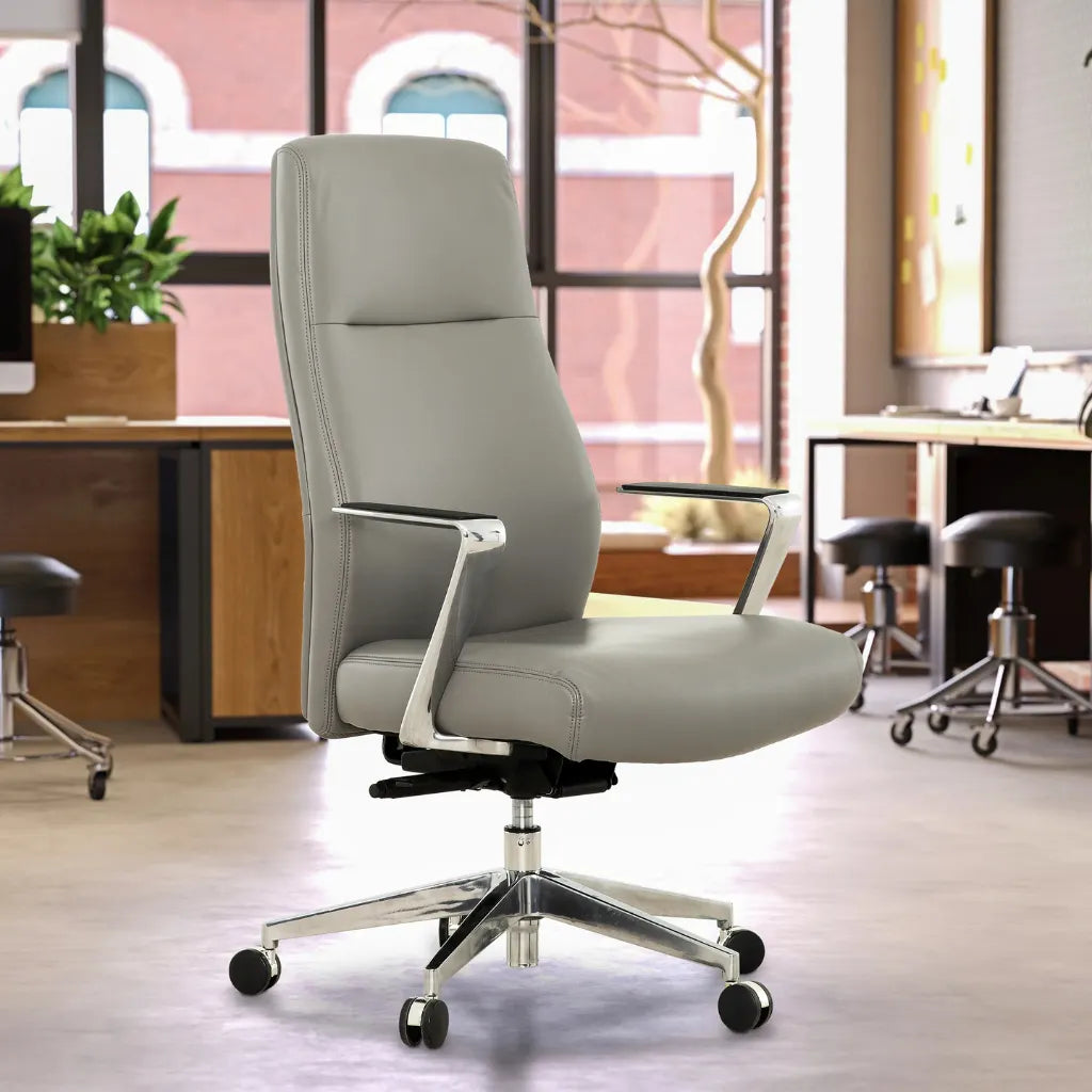 Sealy Ken : Fauteuil de Bureau à Dossier Haut Gris Mirage