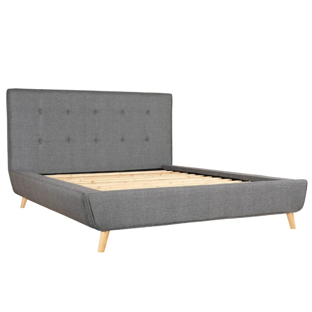 Kamryn2 : Le Lit en Lin Slate et Pieds en Bois Massif