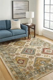 Maisha 5x8 : Tapis aux Motifs Détallés Gris, Crème et Taupe