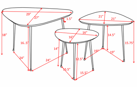 TABLE D'APPOINT, JEU DE 3 ( Meuble Mtl )