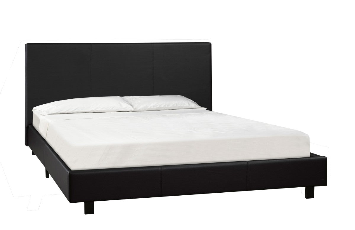 Combo Lit Queen en Similicuir Noir + Matelas à ressorts Bonnell
