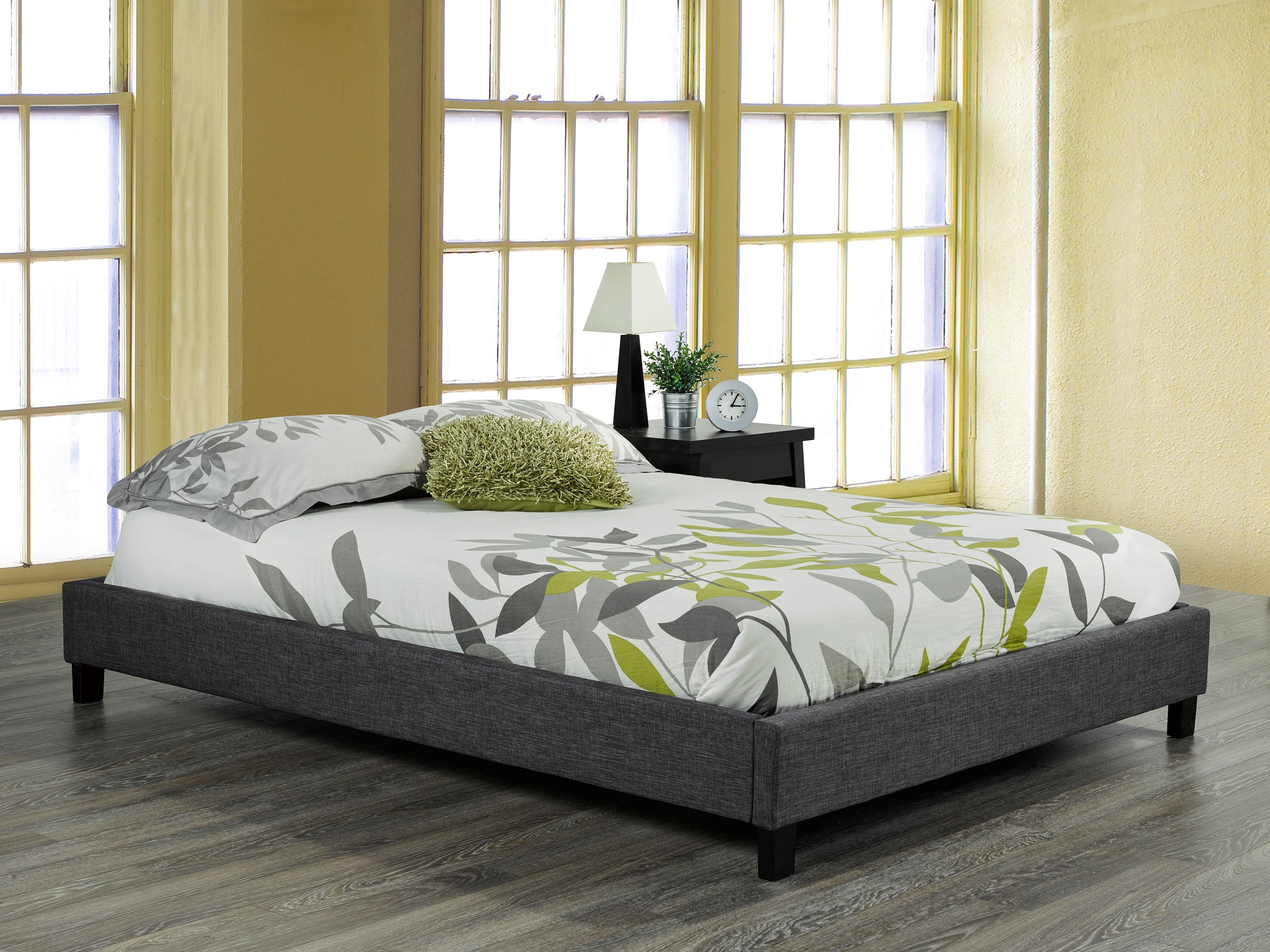CADRE DE LIT PLATEFORME QUEEN - GRIS ( Meuble Mtl )