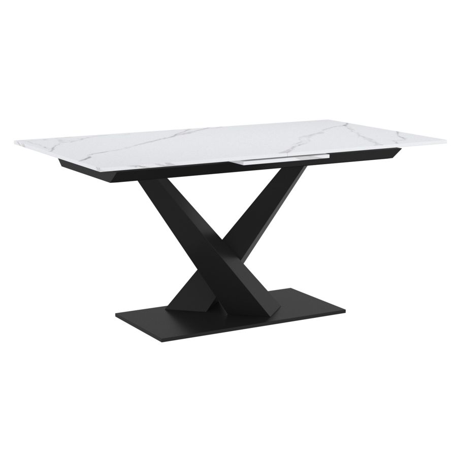 Table de salle à manger Julius avec extension en blanc et noir