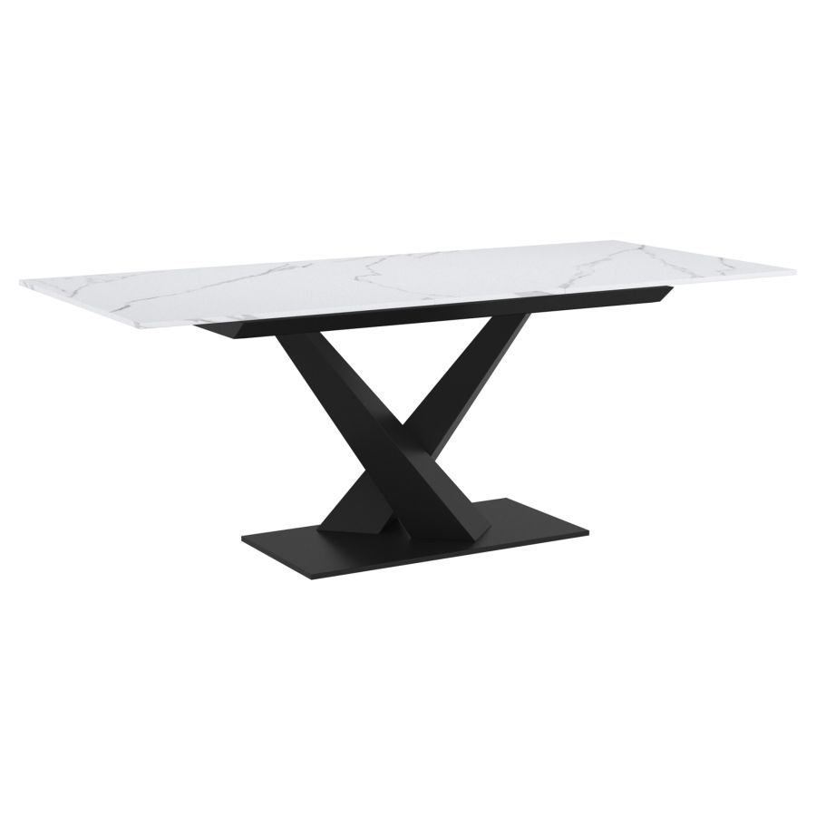 Table de salle à manger Julius avec extension en blanc et noir