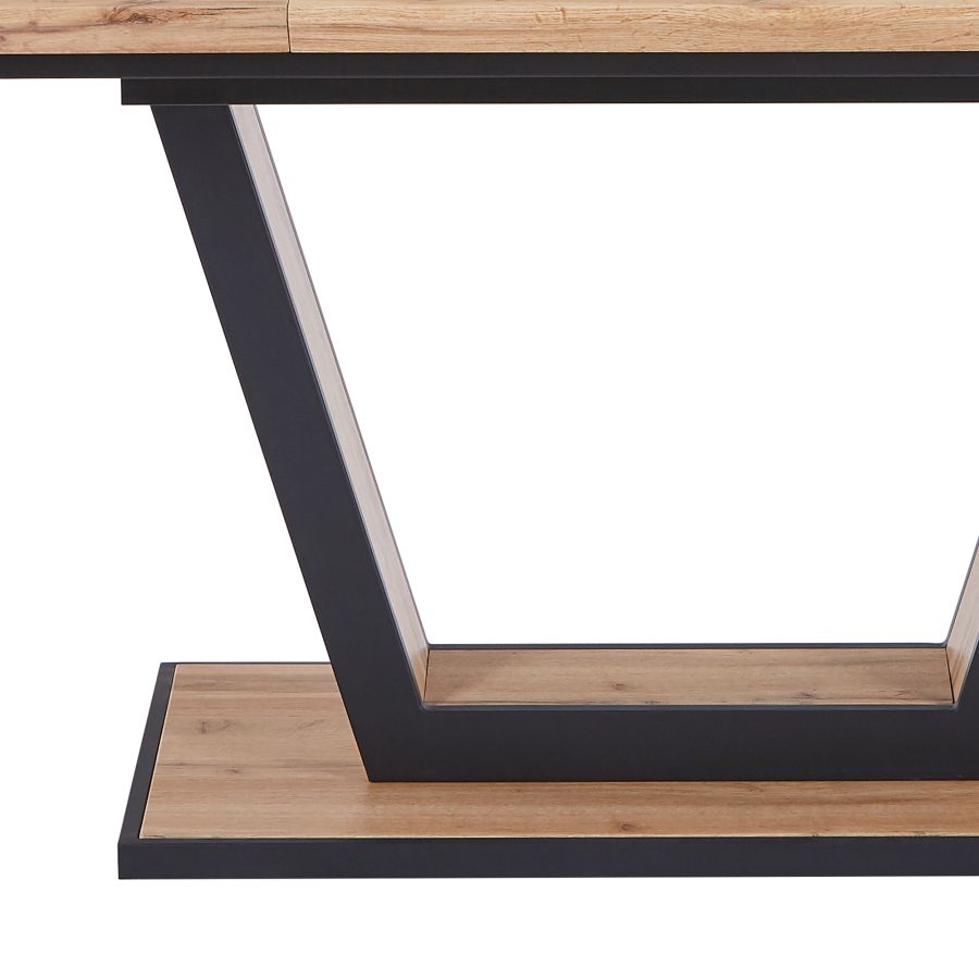 Table de salle à manger Forna avec extension en naturel et noir