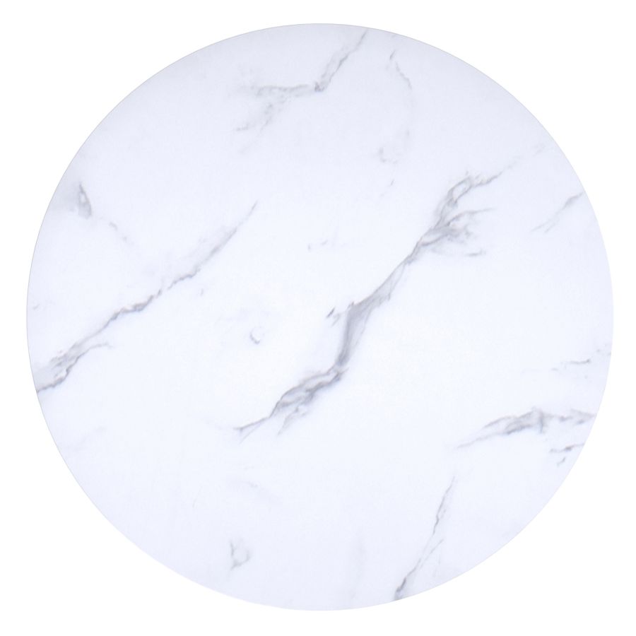Table de salle à manger ronde Zilo de 48 po en faux marbre blanc et or vieilli ( Meuble Mtl )