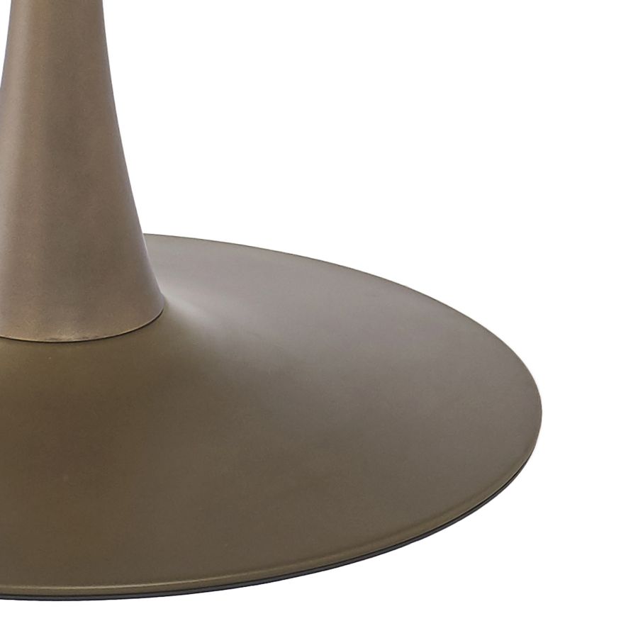 Table de salle à manger ronde Zilo de 48 po en faux marbre blanc et or vieilli ( Meuble Mtl )