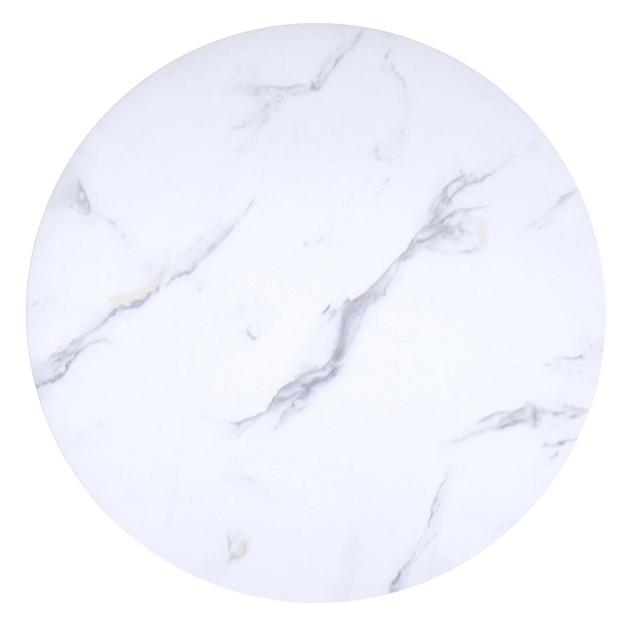 Table de salle à manger ronde Zilo de 40 po en faux marbre blanc et or vieilli