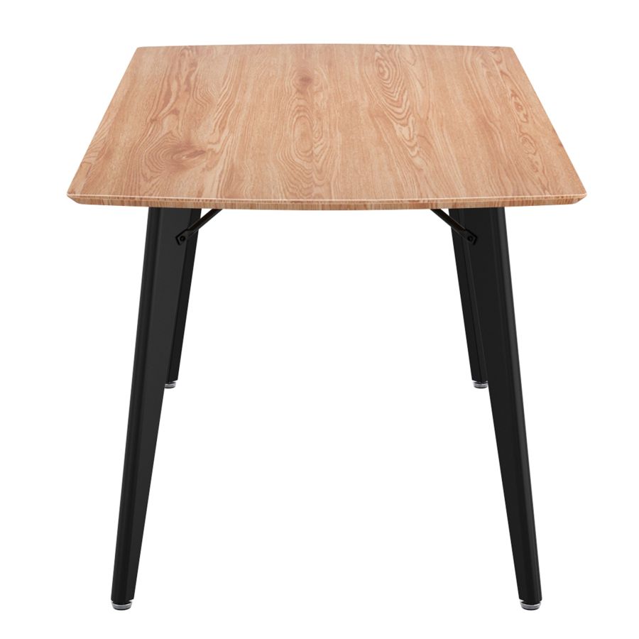 Table de salle à manger rectangulaire Leon en naturel et noir