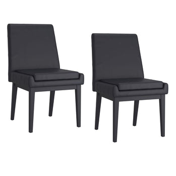 Chaise de salle à manger Cortez, lot de 2, en simili cuir noir et noir ( Meuble Mtl )