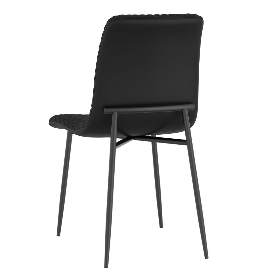 Chaise de salle à manger Brixx, lot de 2, en simili cuir noir et noir ( Meuble Mtl )