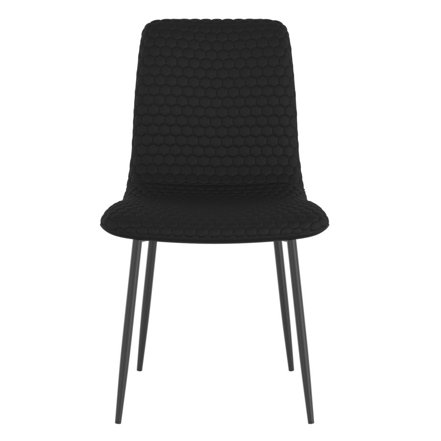 Chaise de salle à manger Brixx, lot de 2, en simili cuir noir et noir ( Meuble Mtl )