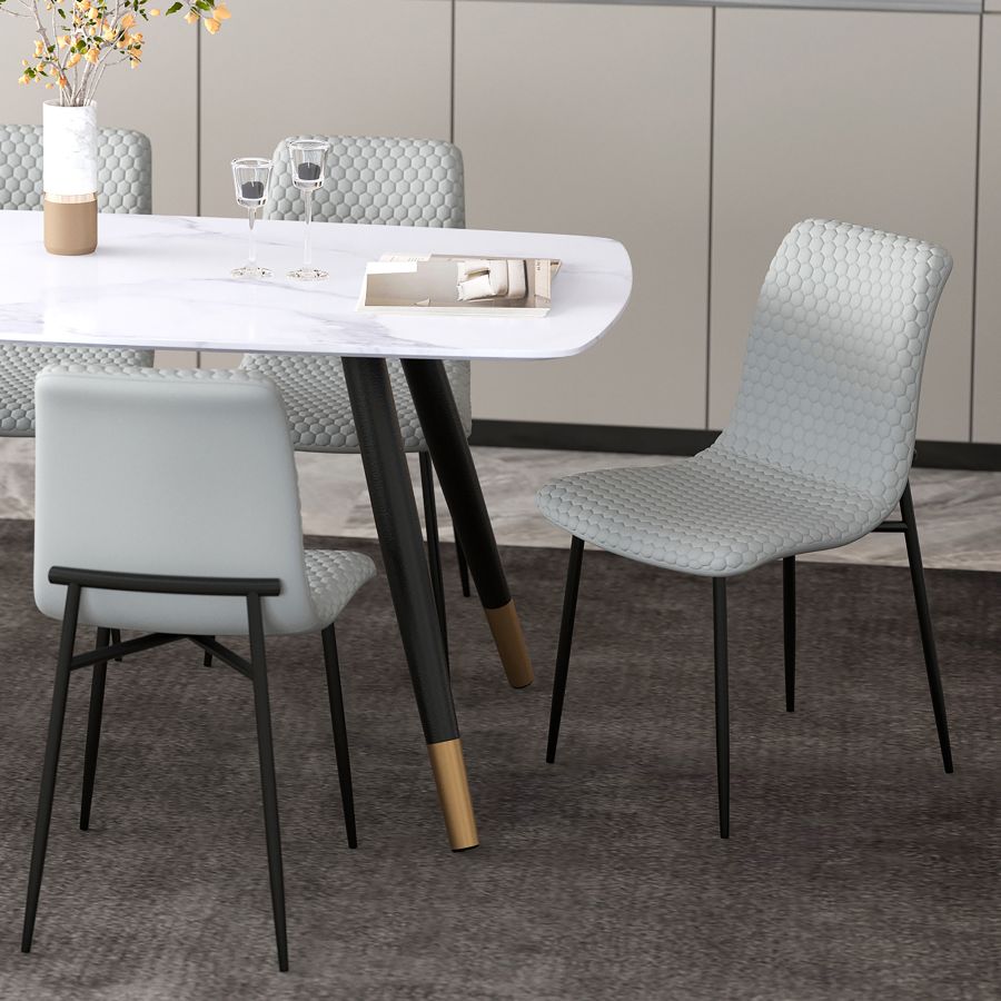 Chaise de salle à manger Brixx, lot de 2, en simili cuir gris clair et noir ( Meuble Mtl )