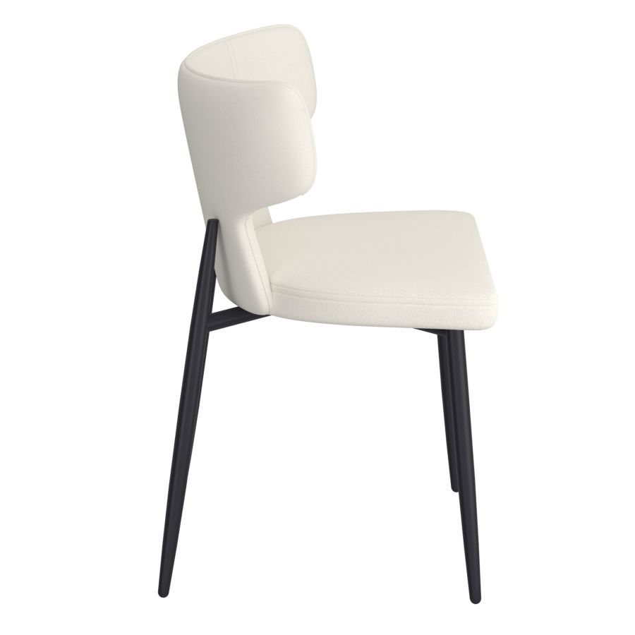 Olis Dining Chair, set of 2, in Beige Faux Leather and Black