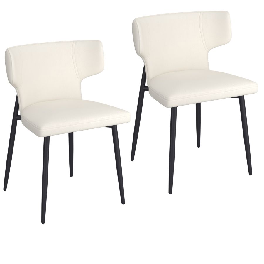 Olis Dining Chair, set of 2, in Beige Faux Leather and Black