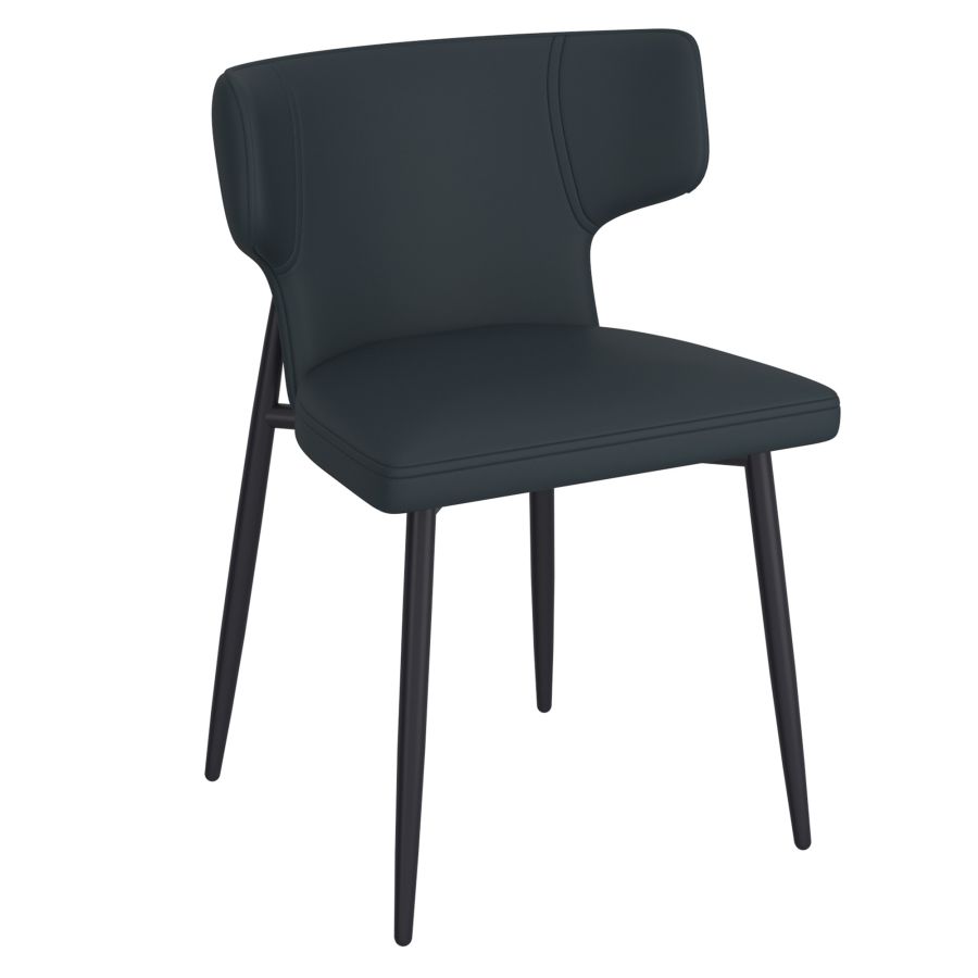 Chaise de salle à manger Olis, lot de 2, en simili cuir noir et noir ( Meuble Mtl )