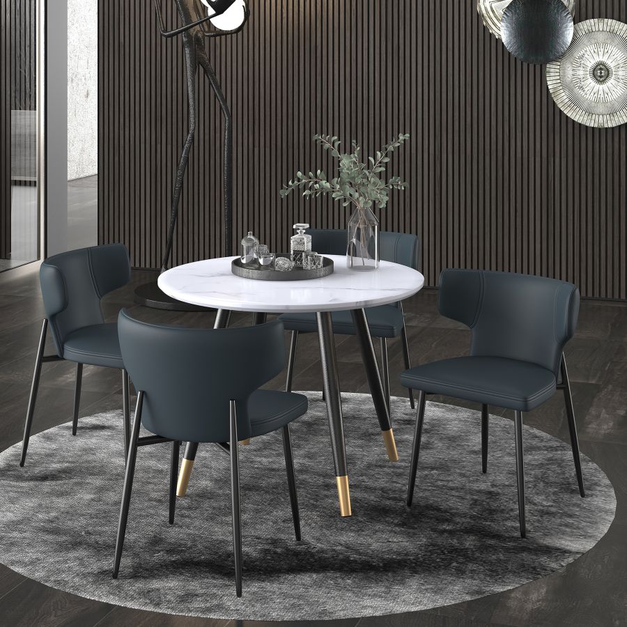 Chaise de salle à manger Olis, lot de 2, en simili cuir noir et noir ( Meuble Mtl )