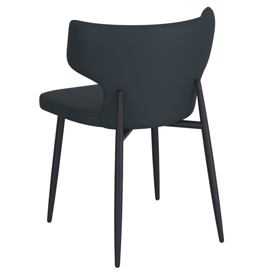 Chaise de salle à manger Olis, lot de 2, en simili cuir noir et noir ( Meuble Mtl )