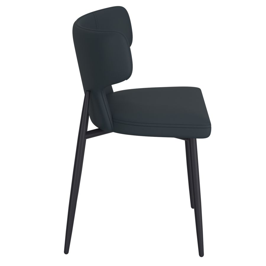 Chaise de salle à manger Olis, lot de 2, en simili cuir noir et noir ( Meuble Mtl )
