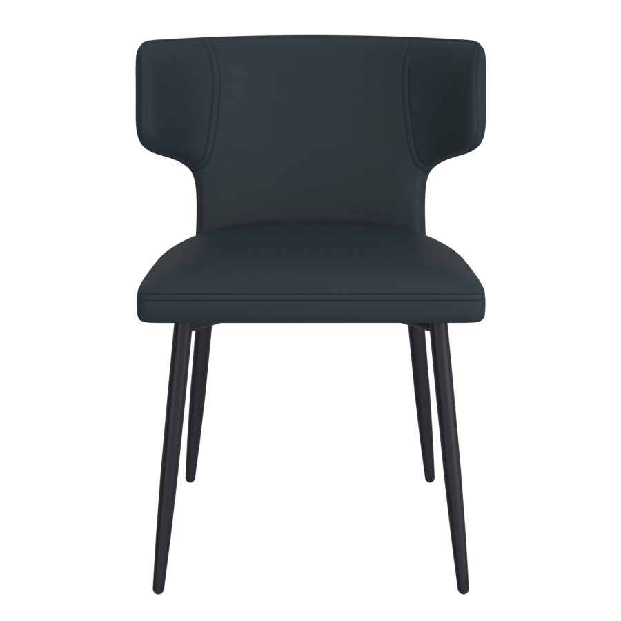 Chaise de salle à manger Olis, lot de 2, en simili cuir noir et noir ( Meuble Mtl )