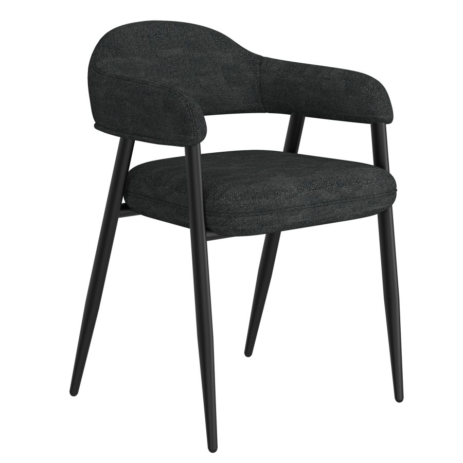 Chaise de salle à manger Archer, ensemble de 2, en tissu anthracite et noir ( Meuble Mtl )