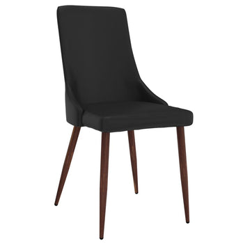 Chaise d'appoint Cora en similicuir, ensemble de 2 en noir et noyer ( Meuble Mtl )