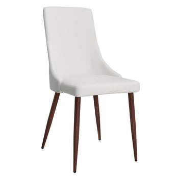 Chaise d'appoint Cora en similicuir, ensemble de 2 en blanc et noyer  ( Meuble Mtl )