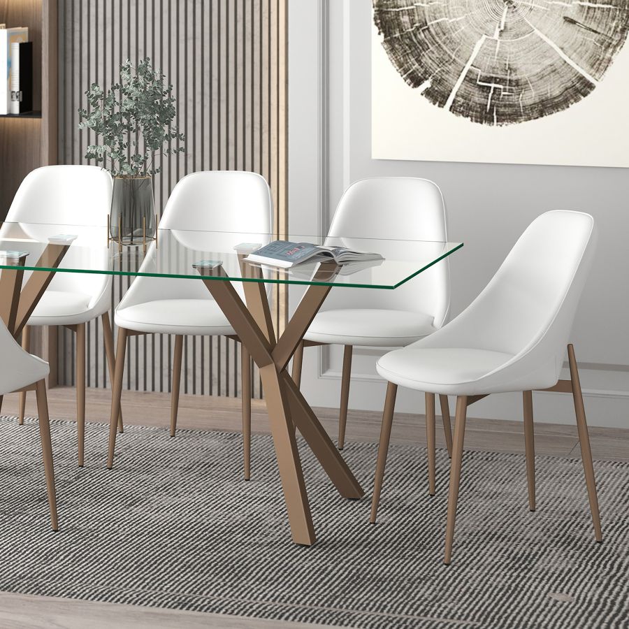 Chaise d'appoint Cleo, ensemble de 2, en blanc et or vieilli ( Meuble Mtl )