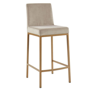 Tabouret de comptoir Diego 26", ensemble de 2, en beige et or vieilli