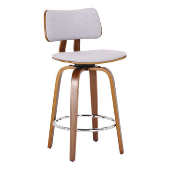 Tabouret de comptoir Zuni de 26 po avec pivot en tissu gris et noyer ( Meuble Mtl )