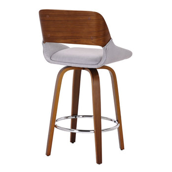 Tabouret de comptoir Hudson 26" avec pivot en tissu gris et noyer ( Meuble Mtl )