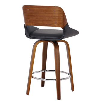 Tabouret de comptoir Hudson de 26 po avec pivot en similicuir noir et noyer ( Meuble Mtl )