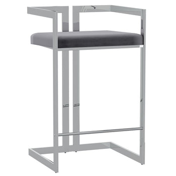 Tabouret de comptoir Cosmo de 26 po en gris et argent ( Meuble Mtl )