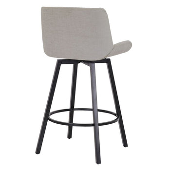 Tabouret de comptoir Fern de 26 po, ensemble de 2, avec pivot en tissu gris et noir ( Meuble Mtl )