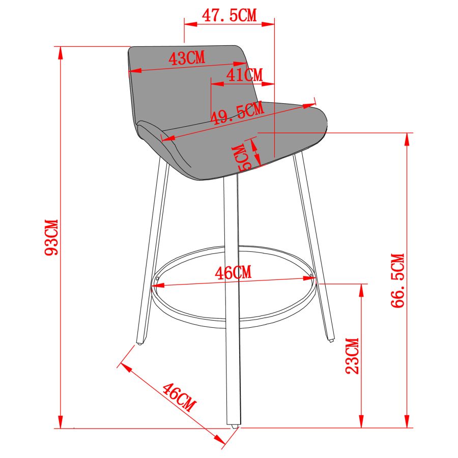 Tabouret de comptoir Fern de 26 po, ensemble de 2, avec pivot en tissu gris et noir ( Meuble Mtl )