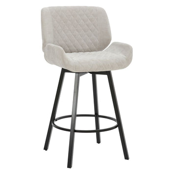 Tabouret de comptoir Fraser de 26 po, ensemble de 2, avec pivot en tissu gris et noir ( Meuble Mtl )