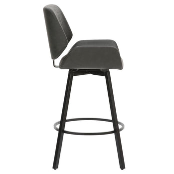 Tabouret de comptoir Fraser de 26 po, ensemble de 2, avec pivot en similicuir anthracite vintage et noir ( Meuble Mtl )