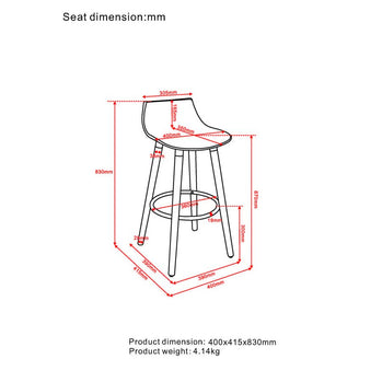 Rango 26" Tabouret de comptoir, ensemble de 2, en blanc et noir ( Meuble Mtl )