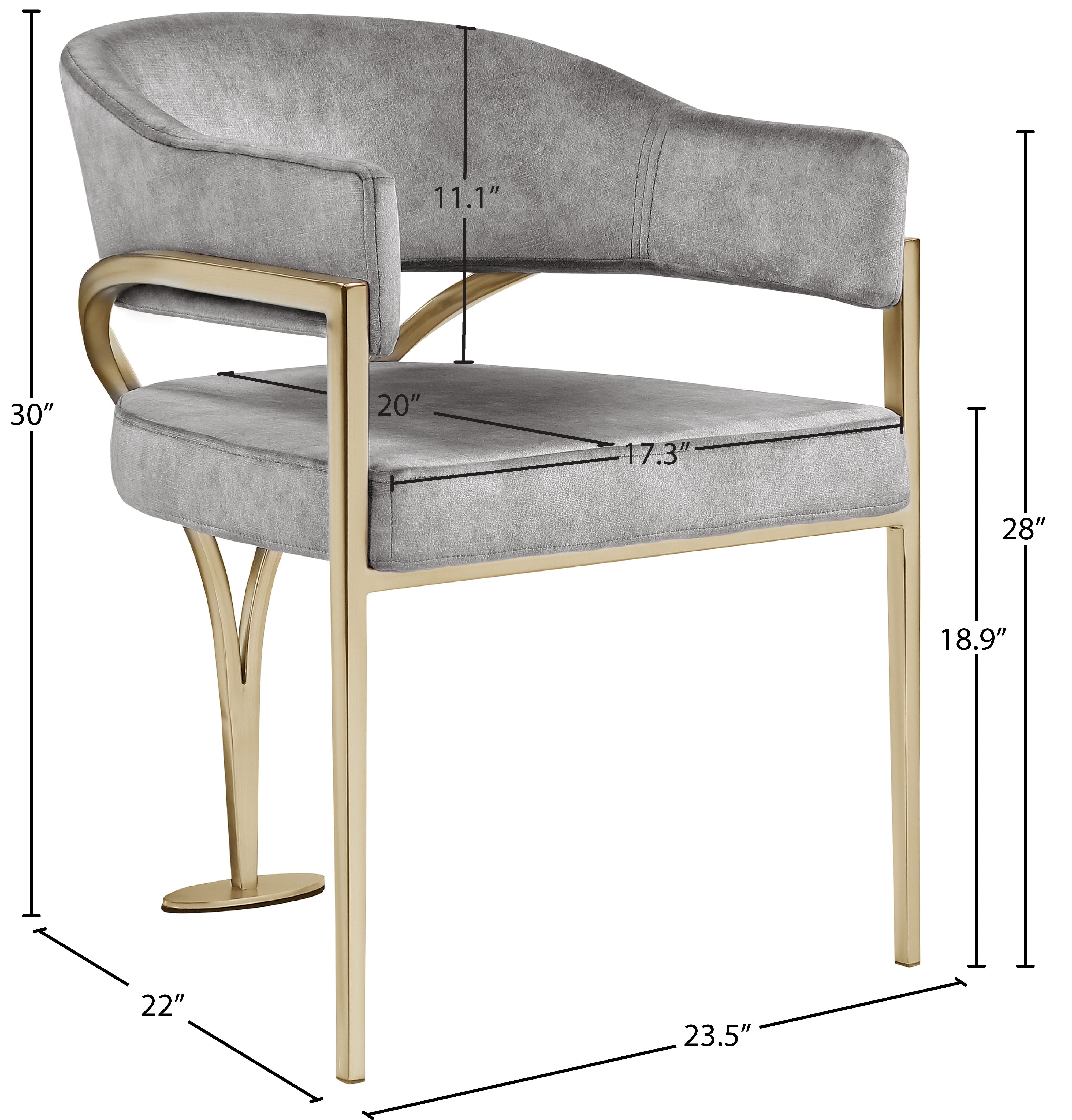 Chaise de salle à manger en velours Madelyn