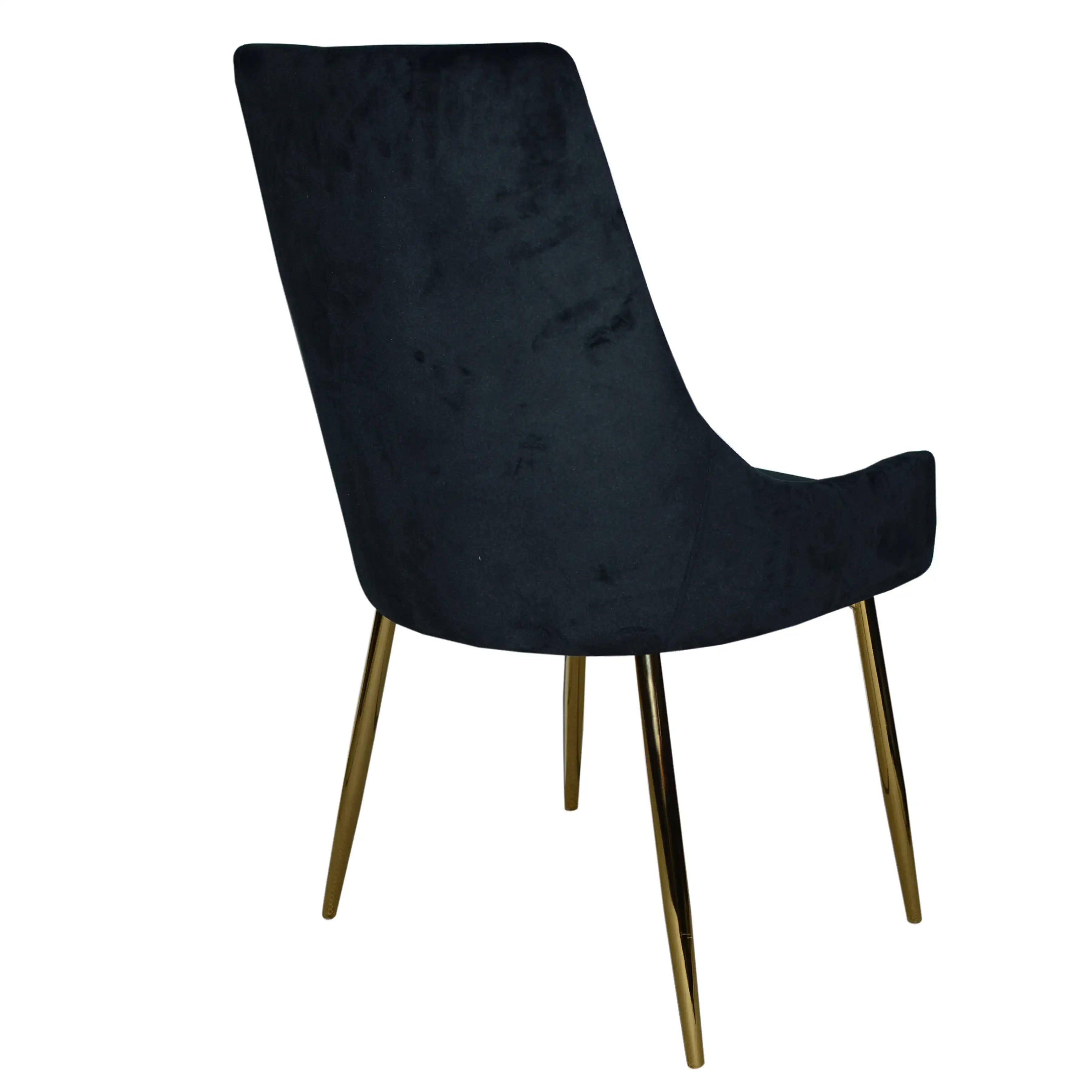 Chaises 2064 Velours Marine | Pieds d'Or | Ensemble de 2