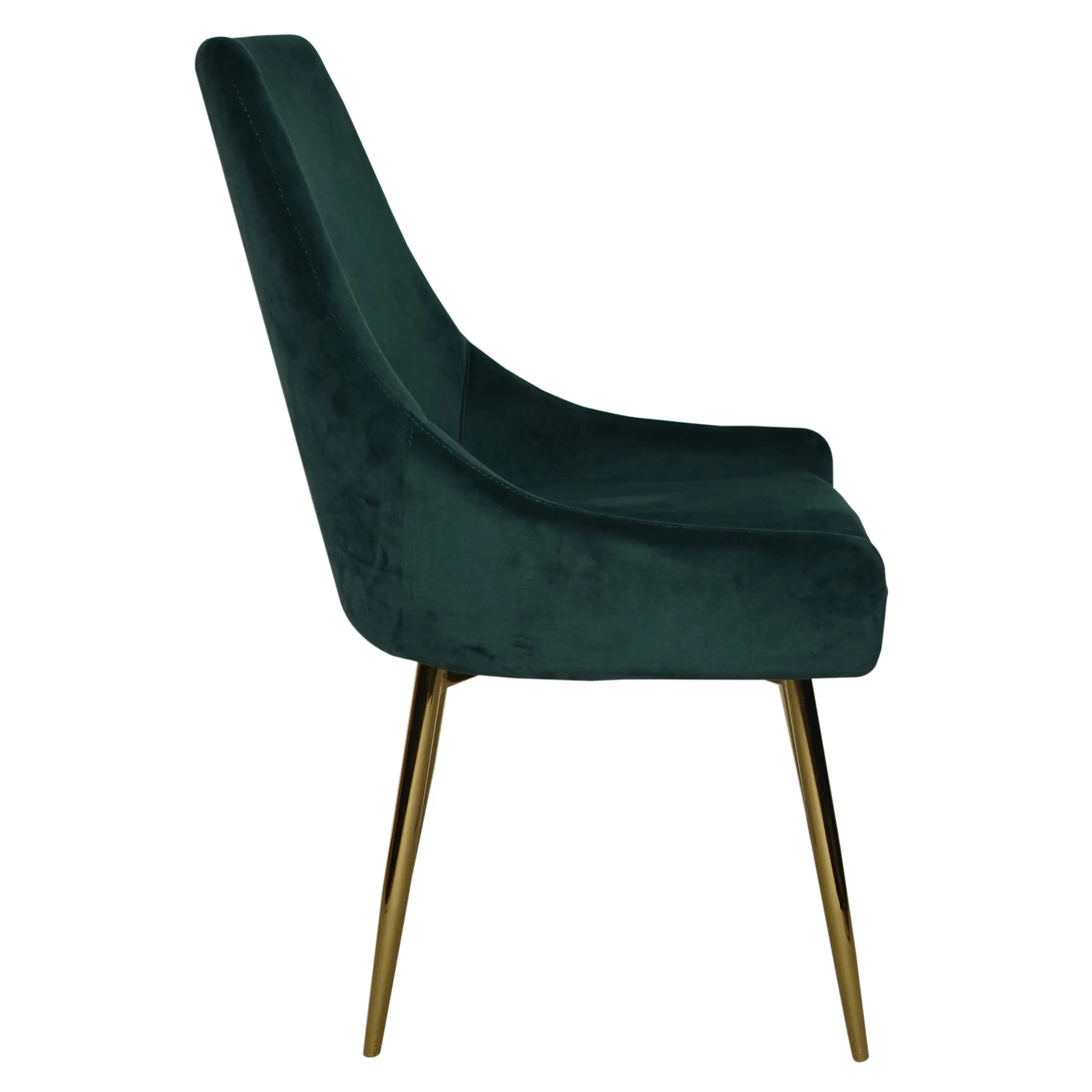 Chaises 2064 Velours Marine | Pieds d'Or | Ensemble de 2