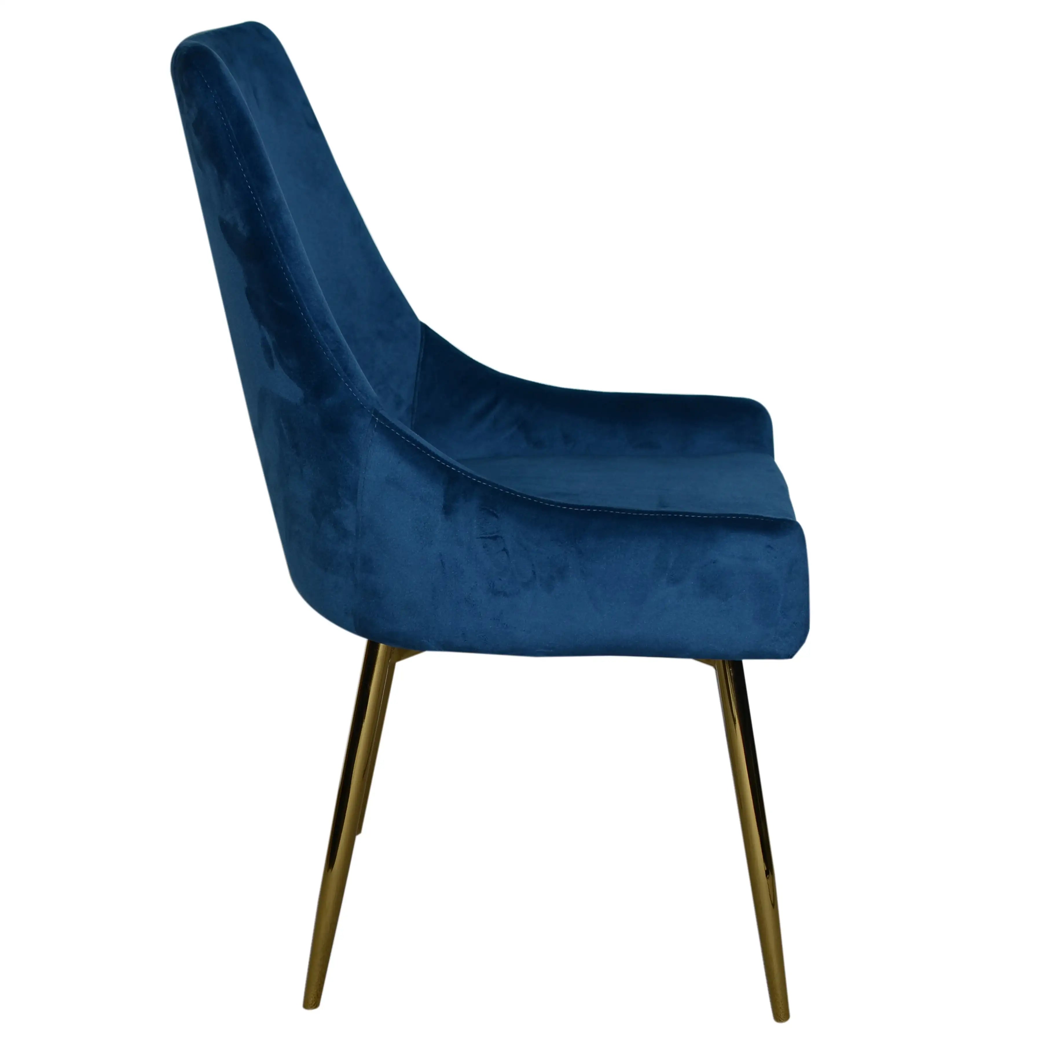 Chaises 2064 Velours Marine | Pieds d'Or | Ensemble de 2