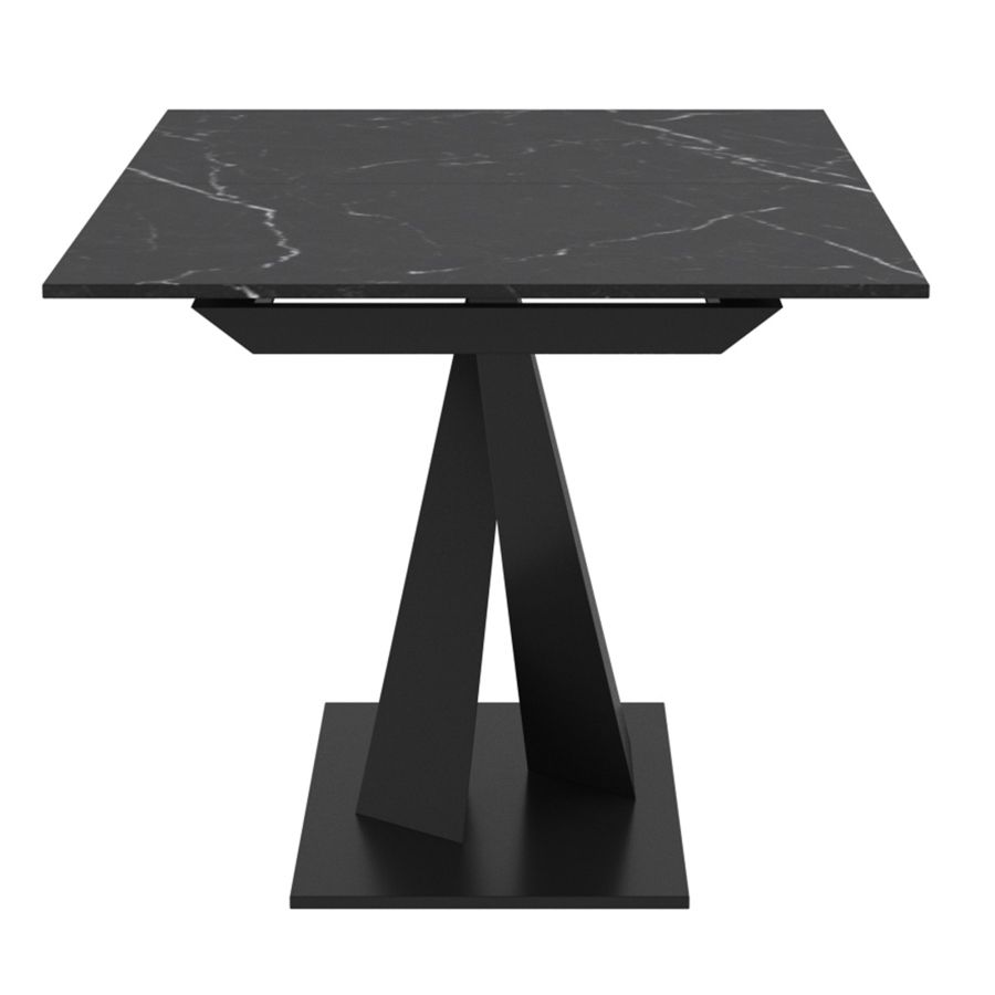 Ensemble de salle à manger 7 pièces Julius/Scarlet avec table noire et chaise ivoire