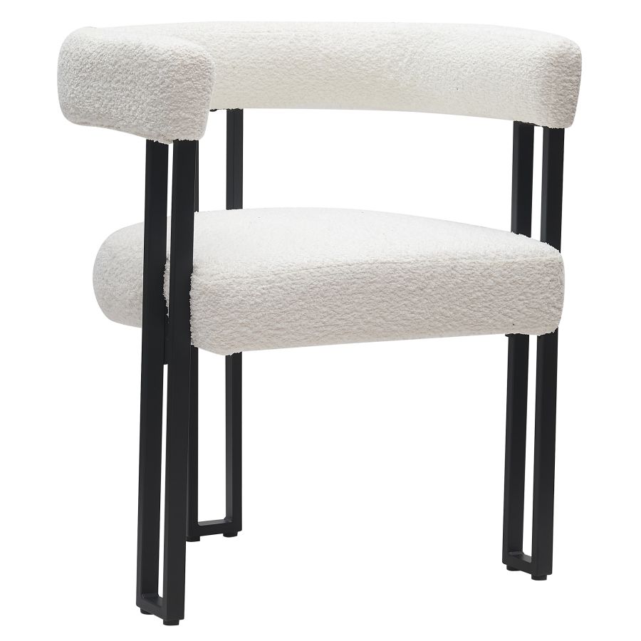 Ensemble de salle à manger 7 pièces Julius/Scarlet avec table noire et chaise ivoire