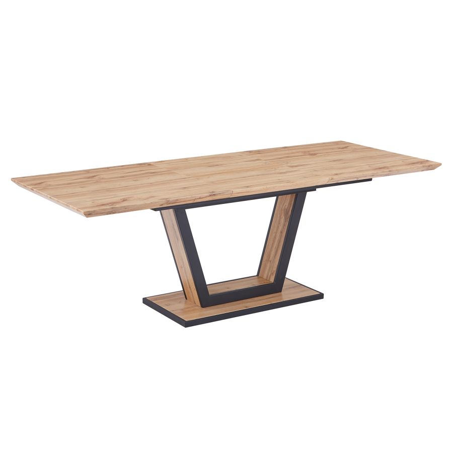 Forna/Brodi Ensemble de salle à manger 7 pièces avec table naturelle et chaise charbon de bois