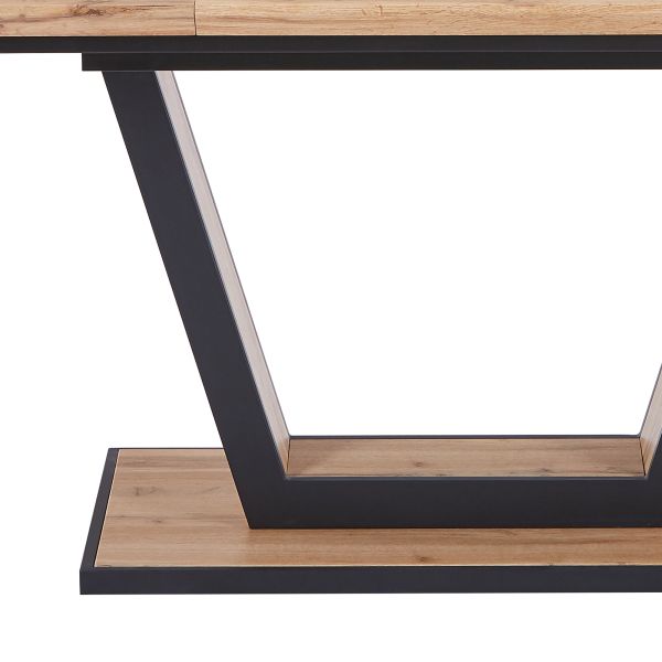 Forna/Brodi Ensemble de salle à manger 7 pièces avec table naturelle et chaise charbon de bois